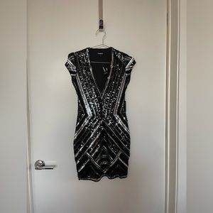 Express Black and Silver sparkle dress.